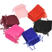Jewelry Pouches Bags, Velveteen, Rectangle, more colors for choice, 70x90mm, Approx 50PCs/Bag, Sold By Bag