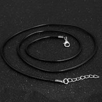 Fashion Necklace Cord, Waxed Linen Cord, with Tibetan Style, with 5cm extender chain, platinum color plated, Unisex, black, 2mm, Length:Approx 17.5 Inch, 50PCs/Bag, Sold By Bag