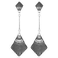 Tibetan Style Drop Earring, stainless steel post pin, antique silver color plated, for woman & with rhinestone, lead & cadmium free, 78x23mm, Sold By Pair
