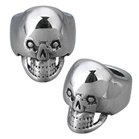Stainless Steel Bracelet Finding, Skull, blacken, 12x13x14mm, Hole:Approx 8mm, 10PCs/Lot, Sold By Lot