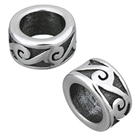 Stainless Steel Large Hole Beads, Rondelle, blacken, 13x8x13mm, Hole:Approx 8.5mm, 10PCs/Lot, Sold By Lot