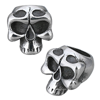Stainless Steel Bracelet Finding, Skull, blacken, 11x12x10mm, Hole:Approx 6.5mm, 10PCs/Lot, Sold By Lot