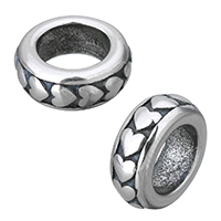 Edelstahl-Perlen mit großem Loch, Edelstahl, Kreisring, Schwärzen, 12.50x5x12.50mm, Bohrung:ca. 7.5mm, 10PCs/Menge, verkauft von Menge