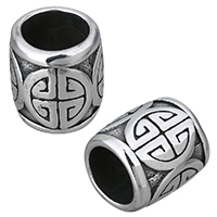 Stainless Steel Large Hole Beads, Column, blacken, 12x13x12mm, Hole:Approx 8.5mm, 10PCs/Lot, Sold By Lot