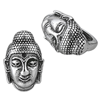 Stainless Steel Bracelet Finding, Buddha, blacken, 12x18x14mm, Hole:Approx 7x13mm, 10PCs/Lot, Sold By Lot