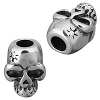 Stainless Steel Bracelet Finding, Skull, without troll & blacken, 12x15x8mm, Hole:Approx 4.5mm, 10PCs/Lot, Sold By Lot