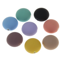 Solid Color Acryl Kralen, Rond plat, met rubber beklede & effen kleur, meer kleuren voor de keuze, 18x12x2mm, Gat:Ca 2mm, 500pC's/Bag, Verkocht door Bag
