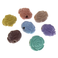 Perles acrylique de couleur unie, Rose, caoutchouté & couleur solide, plus de couleurs à choisir, 12x10mm, Trou:Environ 2mm, 500PC/sac, Vendu par sac