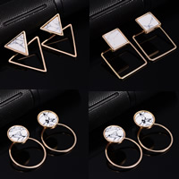 Zinc Alloy Stud Earring with Turquoise stainless steel post pin gold color plated & for woman lead & cadmium free Sold By Pair