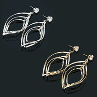 Iron Drop Earring stainless steel post pin plated for woman & with rhinestone lead & cadmium free Sold By Pair