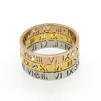 El anillo de dedo unisex, acero inoxidable, chapado, con número romano & unisexo & diverso tamaño para la opción & con diamantes de imitación, más colores para la opción, Vendido por UD