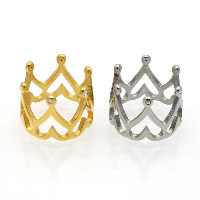Unisex Finger Ring, Stainless Steel, Crown, plated, different size for choice & with rhinestone, more colors for choice, 15mm, Sold By PC