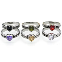 Унисекс палец кольцо, нержавеющая сталь, с 925 логотипом & Мужская & разный размер для выбора & с кубическим цирконием & чернеют, Много цветов для выбора, продается PC