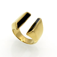 Stainless Steel Cuff Finger Ring, gold color plated, Unisex & different size for choice & enamel, Sold By PC