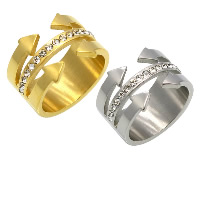 El anillo de dedo unisex, acero inoxidable, chapado, unisexo & diverso tamaño para la opción & con diamantes de imitación, más colores para la opción, 13mm, 10mm, 3mm, Vendido por UD