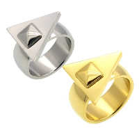 Unisex Finger Ring, Stainless Steel, Triangle, plated, different size for choice, more colors for choice, 17x16mm, 8mm, Sold By PC