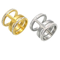 El anillo de dedo unisex, acero inoxidable, con Arcilla analiar de diamantes de imitación AB, chapado, unisexo & diverso tamaño para la opción, más colores para la opción, 18mm, Vendido por UD
