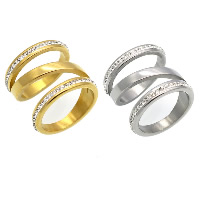 El anillo de dedo unisex, acero inoxidable, con Arcilla analiar de diamantes de imitación AB, chapado, unisexo & diverso tamaño para la opción, más colores para la opción, 18mm, Vendido por UD