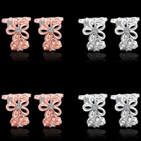 Fashion Earring Cuff and Wraps, Brass, Flower, plated, micro pave cubic zirconia, more colors for choice, lead & cadmium free, 11x13mm, Sold By Pair
