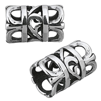 Stainless Steel Large Hole Beads, Column, hollow & blacken, 17x11x11mm, Hole:Approx 8.5mm, 10PCs/Lot, Sold By Lot