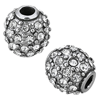 Stainless Steel Beads, Drum, with rhinestone & blacken, 10mm, Hole:Approx 3mm, 10PCs/Lot, Sold By Lot