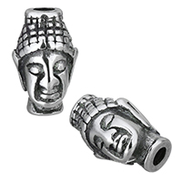 Buddhistiske perler, Stainless Steel, Buddha, sværte, 9x14x9mm, Hole:Ca. 3mm, 10pc'er/Lot, Solgt af Lot
