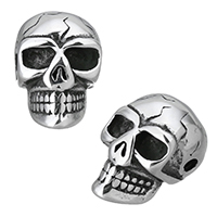 Stainless Steel Beads, Skull, blacken, 9x9x14mm, Hole:Approx 1.5mm, 10PCs/Lot, Sold By Lot