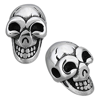 Stainless Steel Beads, Skull, blacken, 9x9x12mm, Hole:Approx 2mm, 10PCs/Lot, Sold By Lot