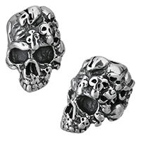 Stainless Steel European Beads, Skull, without troll & blacken, 11x13x12mm, Hole:Approx 4.5mm, 10PCs/Lot, Sold By Lot