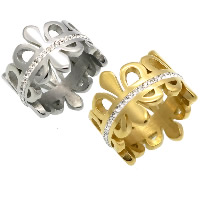El anillo de dedo unisex, acero inoxidable, con Arcilla analiar de diamantes de imitación AB, chapado, unisexo & diverso tamaño para la opción, más colores para la opción, 15mm, Vendido por UD