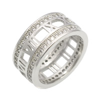 El anillo de dedo unisex, acero inoxidable, con número romano & unisexo & diverso tamaño para la opción & con diamantes de imitación, color original, Vendido por UD