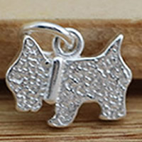 Brass Jewelry Pendants, Dog, real silver plated, lead & cadmium free, 12x9mm, Hole:Approx 1.5mm, 10PCs/Bag, Sold By Bag