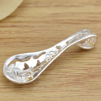 Brass Jewelry Pendants, Spoon, real silver plated, lead & cadmium free, 23x7mm, Hole:Approx 2-3mm, 10PCs/Bag, Sold By Bag
