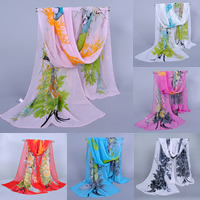 Chiffon Scarf & Shawl, Rectangle, more colors for choice, 135x175cm, 5Strands/Bag, Sold By Bag