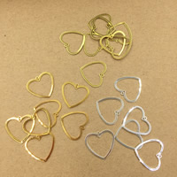 Messing hart hangers, plated, meer kleuren voor de keuze, nikkel, lood en cadmium vrij, 30mm, Gat:Ca 1mm, 100pC's/Bag, Verkocht door Bag