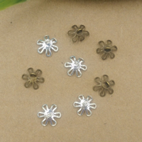 Messing Perlenkappe, Blume, plattiert, keine, frei von Nickel, Blei & Kadmium, 10mm, Bohrung:ca. 2mm, 100PCs/Tasche, verkauft von Tasche