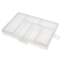 plastique boîte de clou, rectangle, 5 cellules & transparent, transparent, 103x62x30mm, Vendu par PC