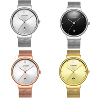 LONGBO® Unisex Smykker Watch, Stainless Steel, med Glas, forgyldt, forskellig størrelse for valg & med rhinestone, flere farver til valg, nikkel, bly & cadmium fri, Solgt af PC