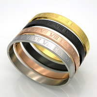 Stainless Steel Bangle plated with roman number & Unisex Sold By PC