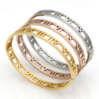 Stainless Steel Bangle, plated, with roman number & Unisex & hollow, more colors for choice, Inner Diameter:Approx 58mm, Sold By PC