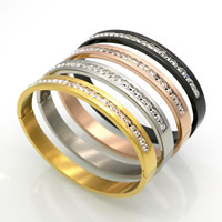 acier inoxydable bracelet ordinaire, Placage, unisexe & normes différentes pour le choix & avec strass, plus de couleurs à choisir, Vendu par PC