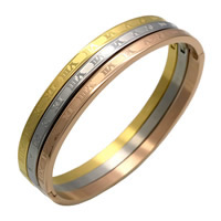 Stainless Steel Bangle plated with roman number & Unisex 12mm 4mm Inner Approx 58mm Length Approx 6.7 Inch Sold By Set