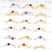 Tibetan Style Finger Ring, plated, for woman & with rhinestone, more colors for choice, lead & cadmium free, 18x22x8mm-21x25x8mm, US Ring Size:5-8.5, 100PCs/Bag, Sold By Bag