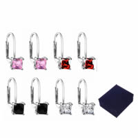 Brass Leverback Earring with Austrian Crystal platinum plated & faceted nickel lead & cadmium free 6mm Sold By Pair