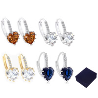 Brass Leverback Earring, with Austrian Crystal, platinum plated, with cubic zirconia & faceted, more colors for choice, nickel, lead & cadmium free, 19x10mm, Sold By Pair