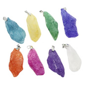 Crackle Quartz Pendant with Zinc Alloy platinum color plated dyed 20x40- Approx Sold By Bag