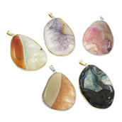 Agate Jewelry Pendants, Mixed Agate, with Tibetan Style, plated, mixed, 34x40x6-38x45x6mm, Hole:Approx 4x7mm, 5PCs/Bag, Sold By Bag