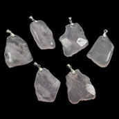 quartz rose Pendentif, avec alliage de zinc, Placage de couleur platine, mélangé, 30x43x10-35x50x10mm, Trou:Environ 4x5mm, 5PC/sac, Vendu par sac