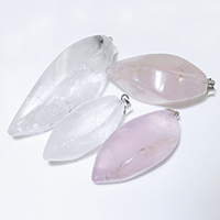 Quartz Pendant with Brass platinum color plated mixed 20-28x50-72x15-22mm Approx Sold By Lot