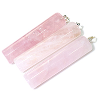Rose Quartz Pendant, with Brass, Column, platinum color plated, natural, 13x62x8mm, Hole:Approx 4x5mm, 10PCs/Lot, Sold By Lot